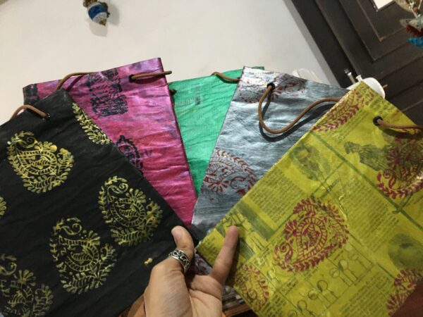 Handmade Red Newspaper Gift Bag