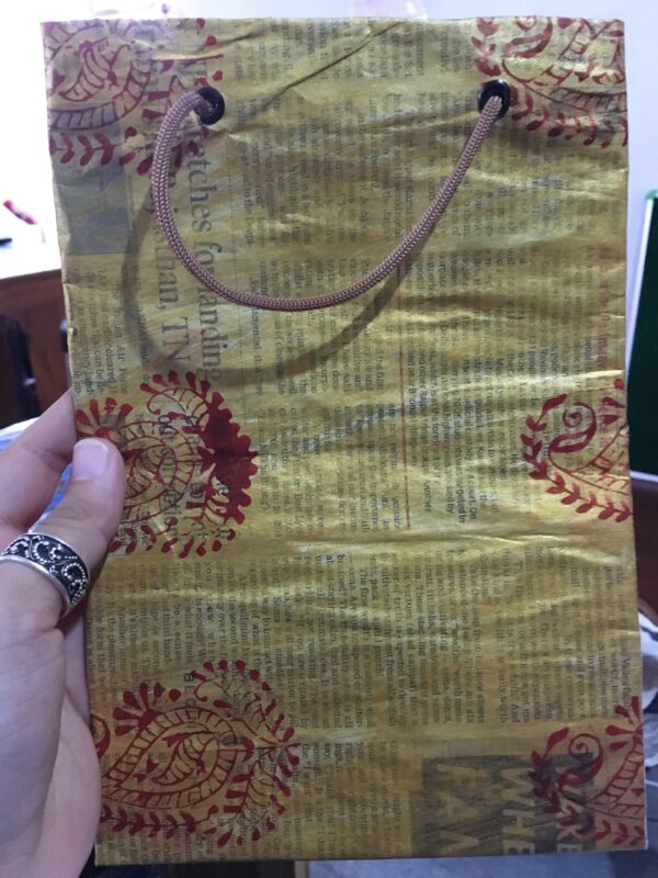 Handmade Yellow Newspaper Gift Bag