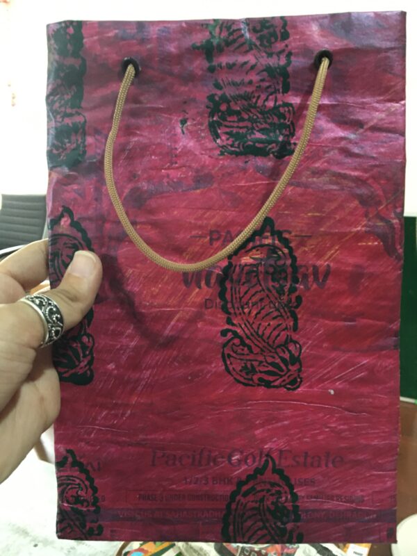 Handmade Red Newspaper Gift Bag