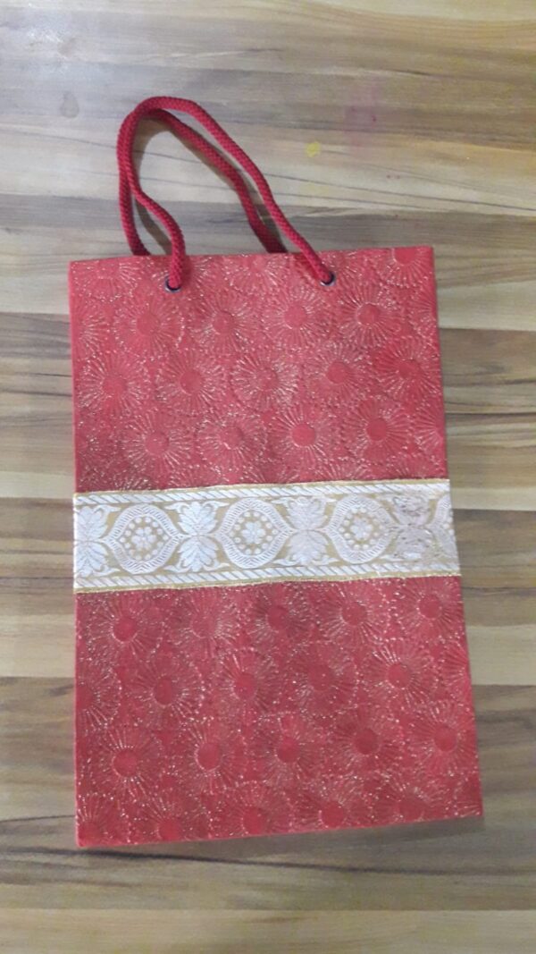 Red self design with lace