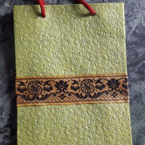 Yellow self print with orange lace