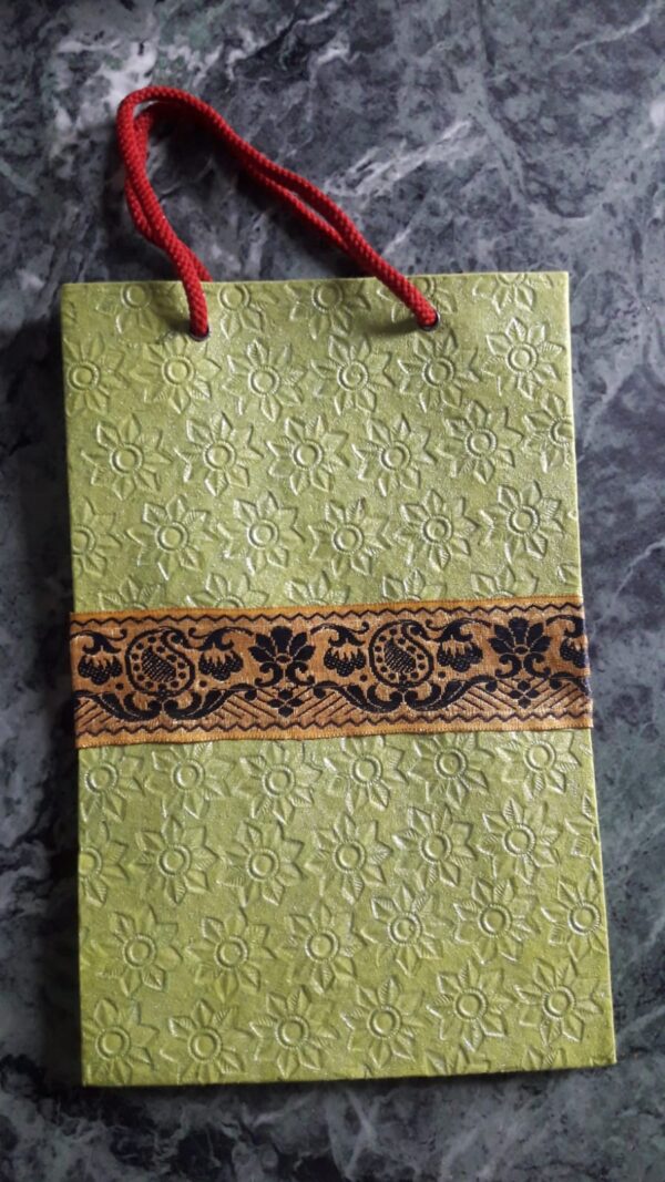 Yellow self print with orange lace