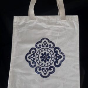 Tote Bag with Blue Block Print