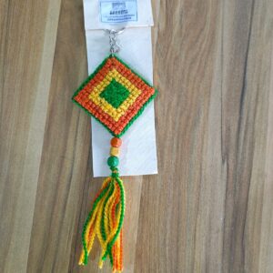 Cross Stitch Key Chain Yellow, Green, Orange